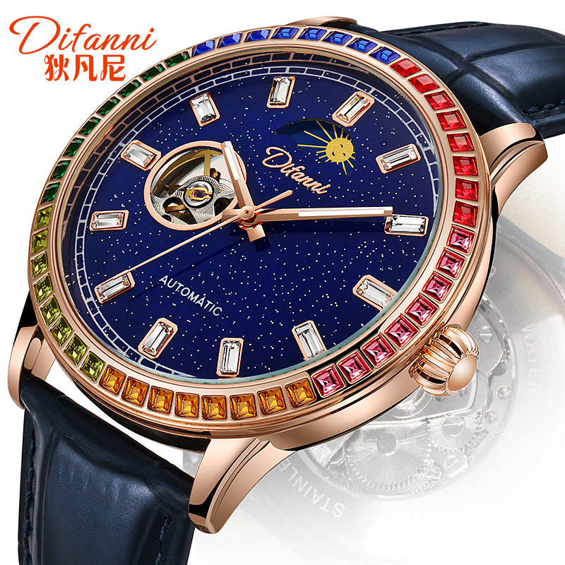 2025款正品彩虹骑士日月星辰多功能男士手表抖音直播全自动机械表