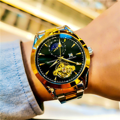 2025新款奥古拉斯全自动机械男士手表男精钢带男表双表带镂空腕表