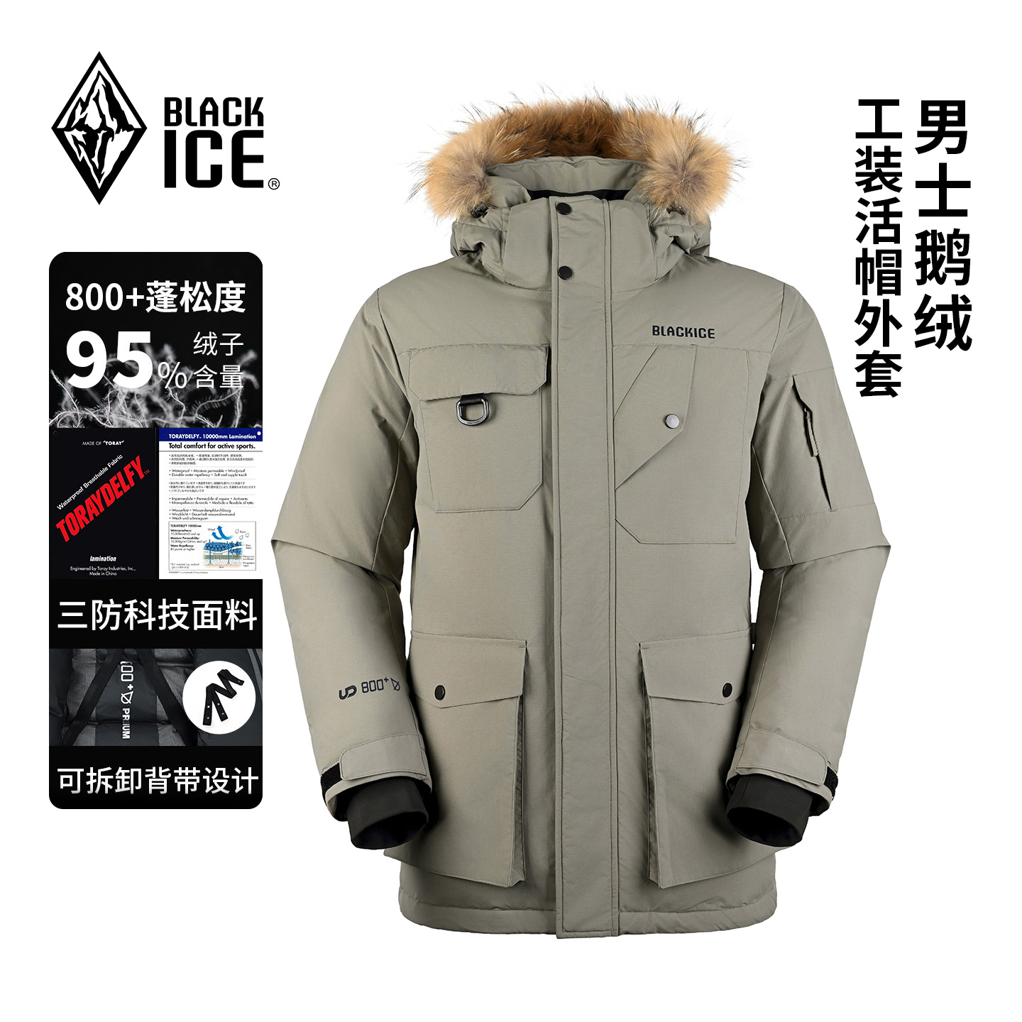 黑冰户外800蓬羽绒服派克服8523