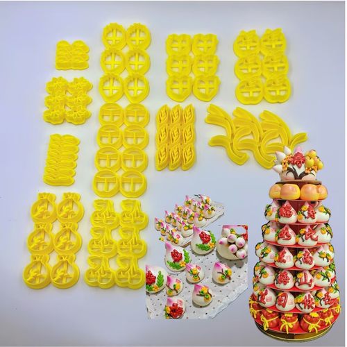 环保塑料花饽饽馒头寿桃装饰套餐