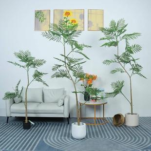 饰仿生假植物大型盆栽摆件 仿真绿植蓝花楹客厅卧室侘寂风轻奢装