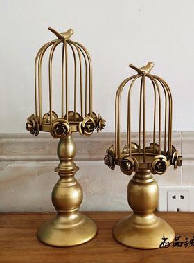 橱窗摆件样板房间装饰品摄影道具婚庆烛台甜品台装饰鸟笼摆件