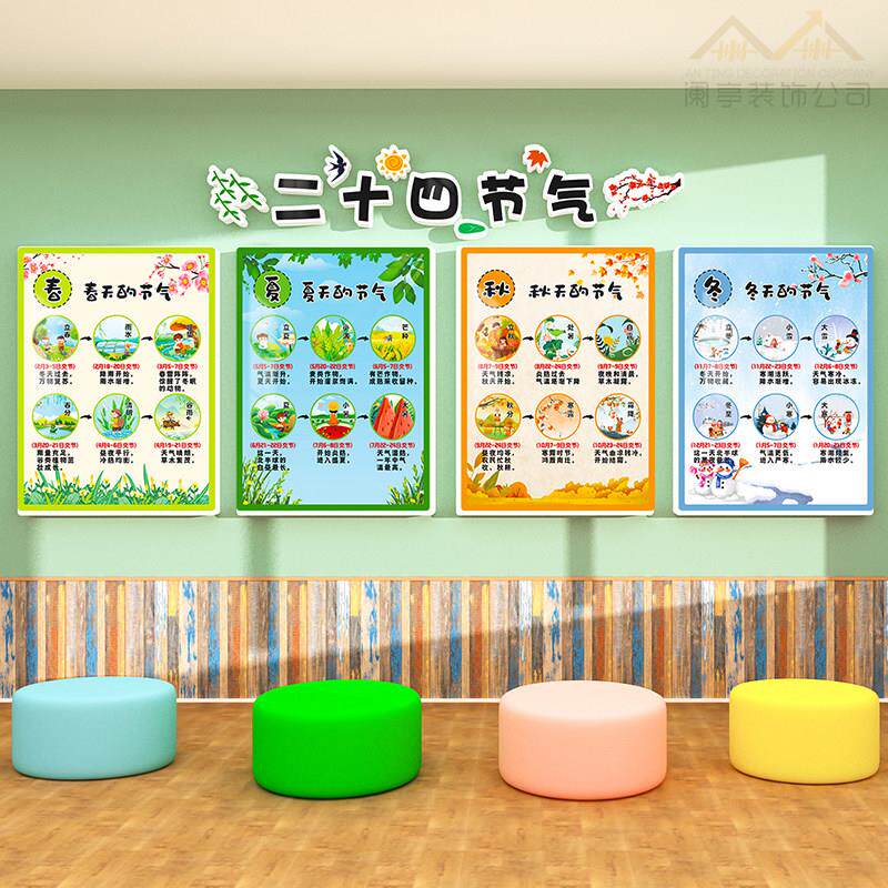幼儿园二十四节气文化墙装饰中国传统文化楼梯走廊环创主题墙布置