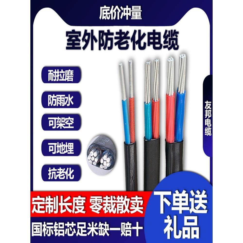 家用2芯3芯4/6/10/16/25/35方形铝线架空双芯户外电缆国家标准