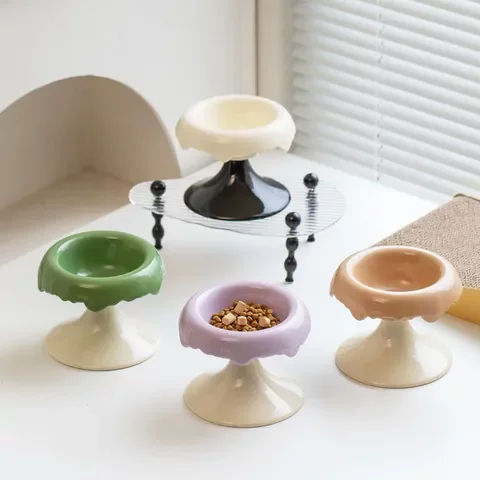 陶瓷狗护颈粮食猫碗宠物碗喝水碗碗盆创意猫咪喂食盆宠物用品高脚