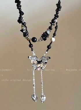 中式双层蝴蝶结国风项链