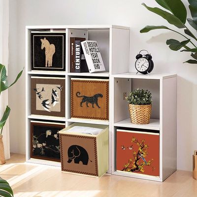 中古风折叠收纳箱无纺布卡莱克收纳筐家居收纳带底板衣物玩具大号