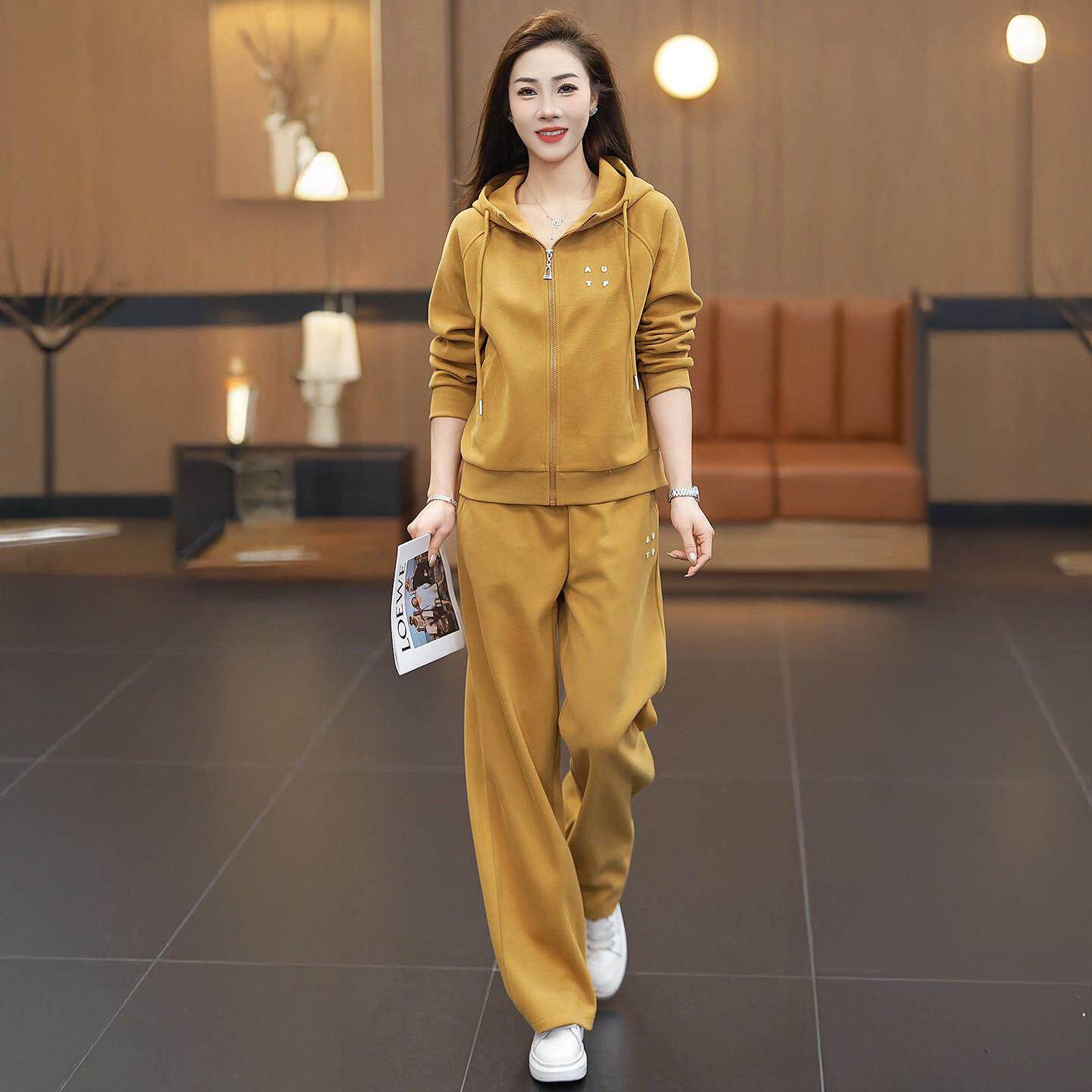 时尚连帽卫衣运动套装女春季2026新款显瘦减龄跑步休闲宽松两件套
