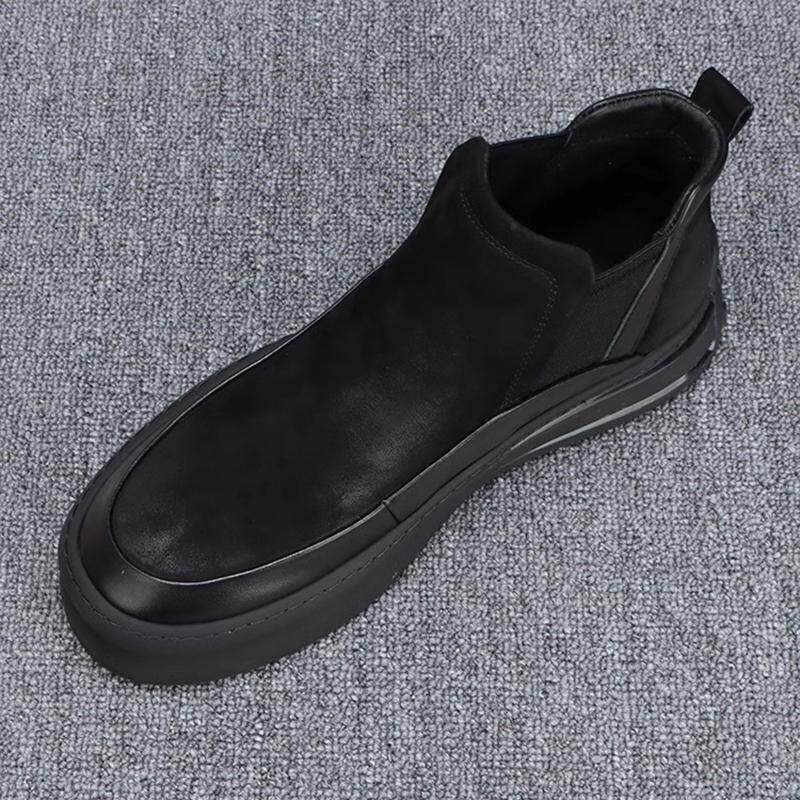 QWTG真皮男鞋冬季新款男士保暖加绒高帮二棉鞋百搭软底男休闲皮鞋