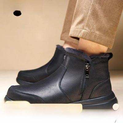 阿索伽雪地靴男加厚真皮高帮羊毛鞋冬季皮毛一体加绒男鞋保暖棉鞋