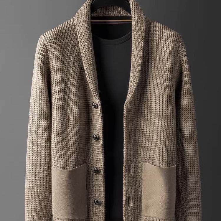 YENR 秋冬新款青果领针织羊毛开衫外套男装毛衣男款毛线衣男士,男装,中老年上装,淘宝优惠券,粉丝福利购,淘宝优惠卷