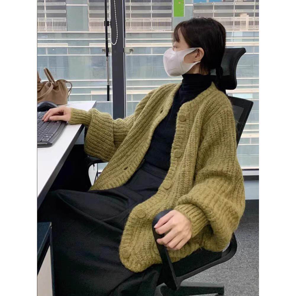 慵懒风软糯毛衣外套女2025秋冬季新款宽松加厚针织开衫高级感上衣