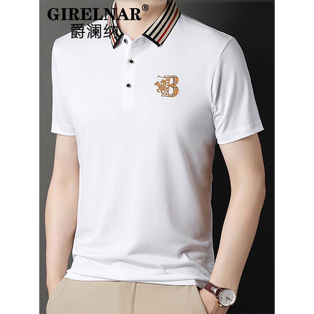 爵澜纳夏季新款男士短袖t恤翻领polo衫中年商务休闲纯棉薄款体恤