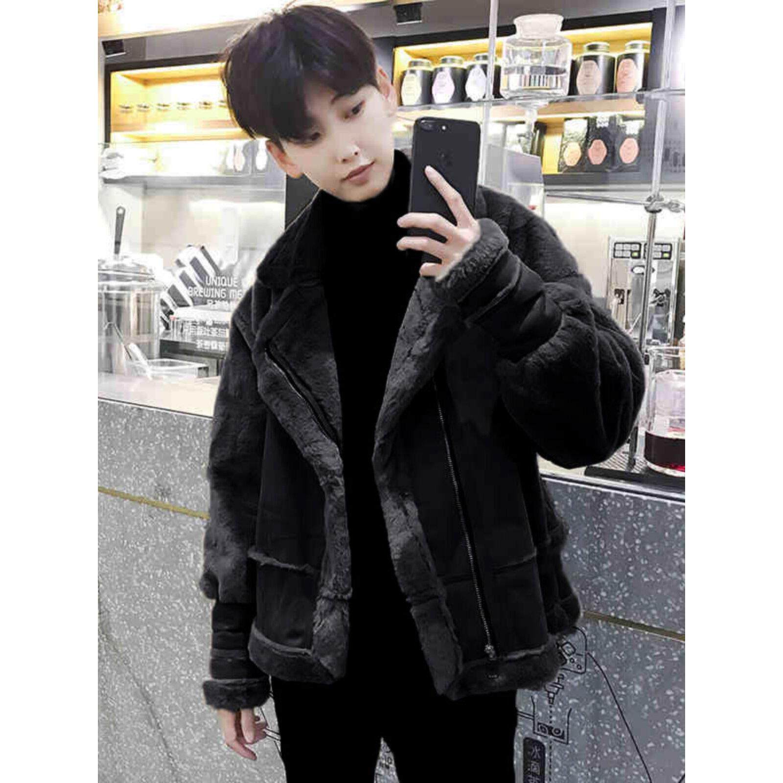 潮牌保暖羊羔绒外套男棉服冬季夹克棉袄韩版潮流ins超火加厚棉衣