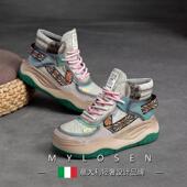 休闲厚底高帮鞋 牛皮真皮软底加厚老爹鞋 女 女冬加绒2025秋冬季 棉鞋