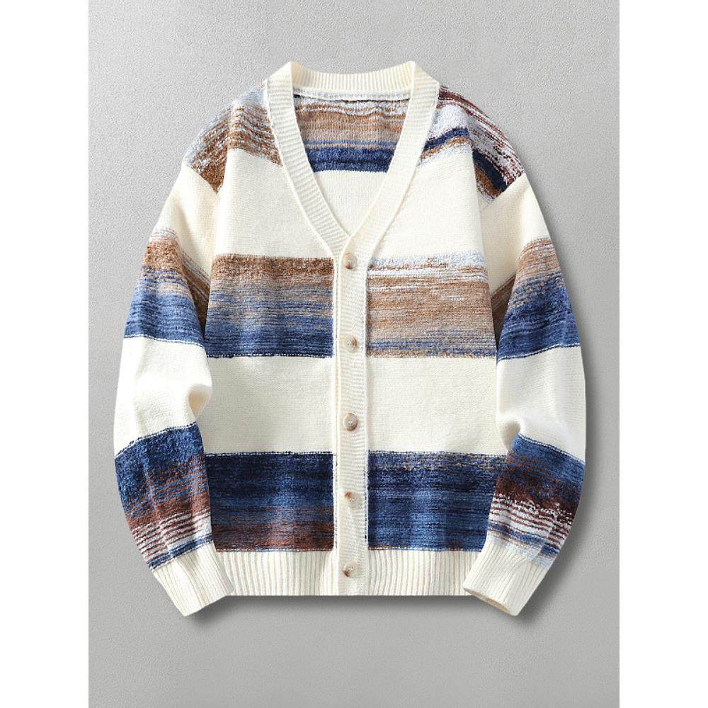 渐变条纹！让你的秋冬不再单调！秋条纹拼色针织开衫男毛衣服外套,男装,秀禾服,淘宝优惠券,粉丝福利购,淘宝优惠卷