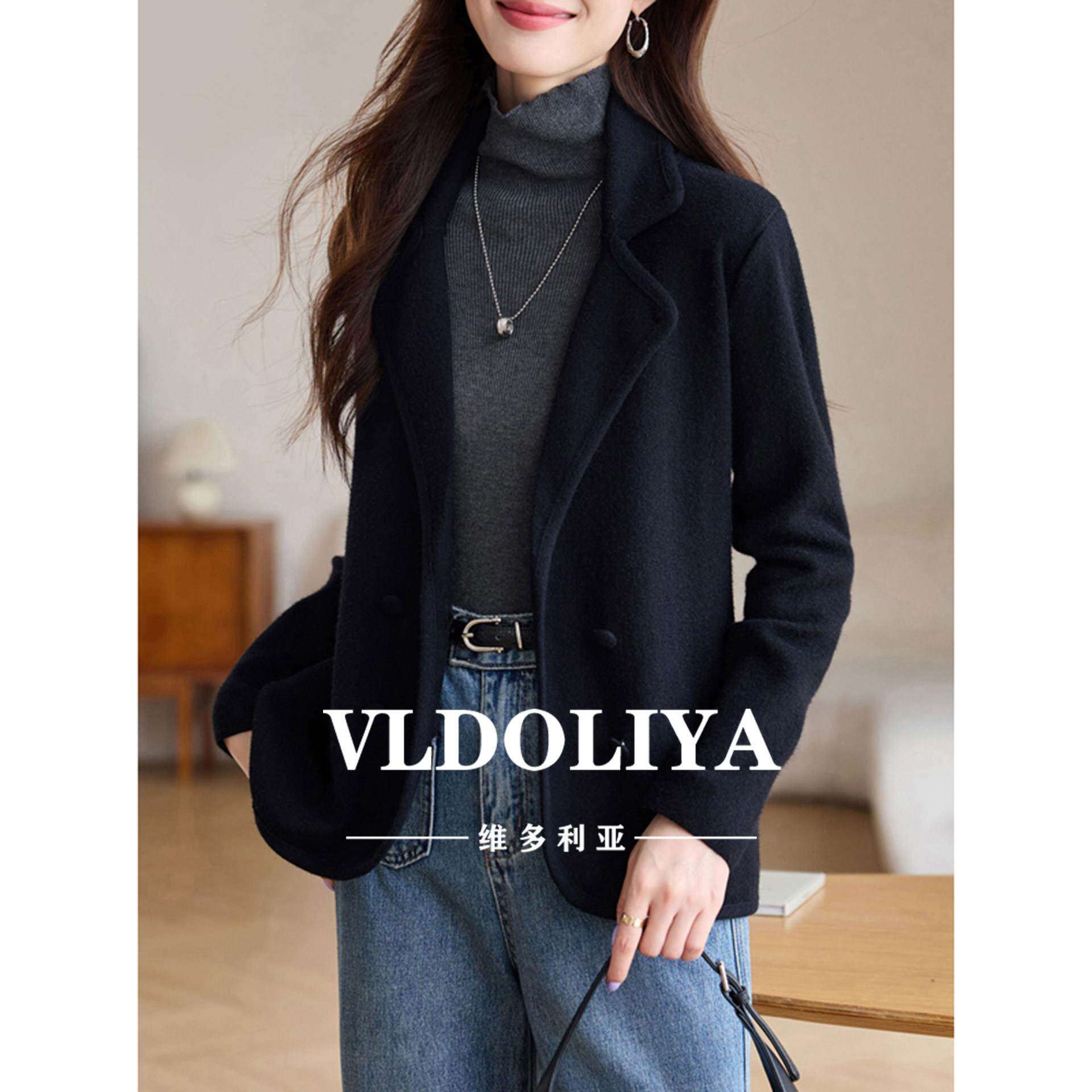 VLDOLIYA维多利亚新款职场短款薄款西装外套针织衫显瘦时尚上衣女