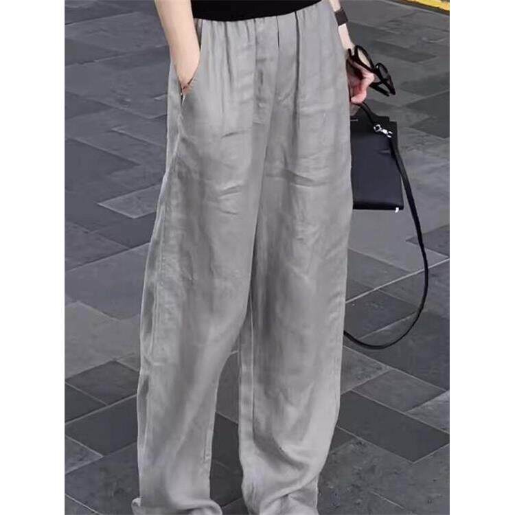 法式Rixo Kelly慵懒风亚麻休闲裤女夏季薄款显瘦高腰宽松阔腿裤