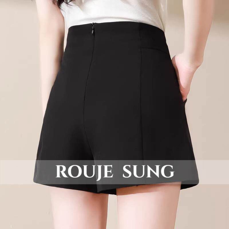 ROUJE SUNG~高腰短裤女新爆款春夏黑色a字阔腿外穿休闲薄西装短裤