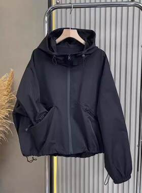 欧洲站黑色短女装防风夹克2025春季新款高端工作服风衣夹克