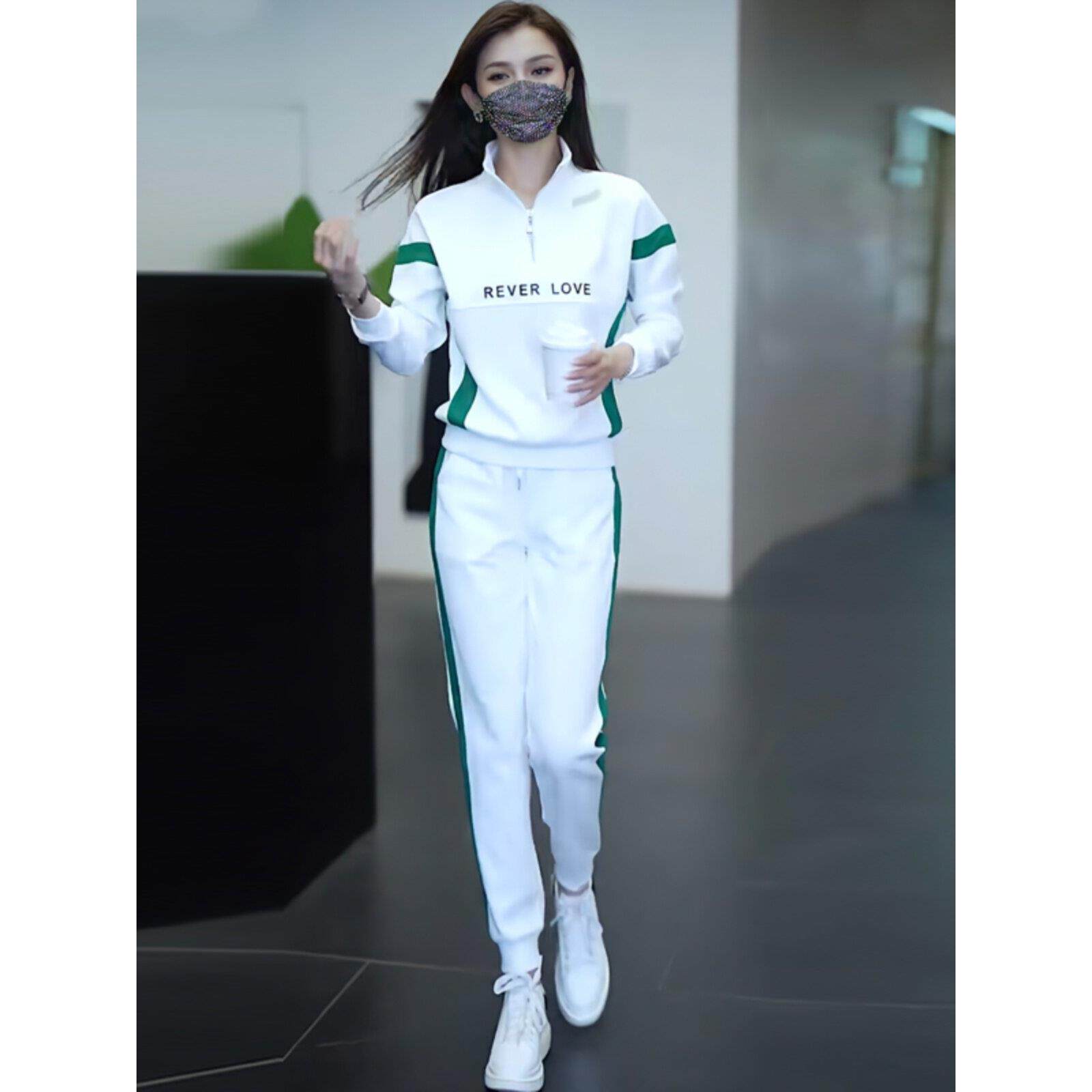 时尚休闲运动套装女秋季2025新款修身卫衣大码卫衣长裤跑步两件套