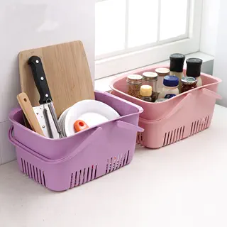 塑料洗浴篮洗澡浴室沐浴露洗发水收纳篮镂空沥水手提买菜篮子购物,收纳整理,购物篮,淘宝优惠券,粉丝福利购,淘宝优惠卷