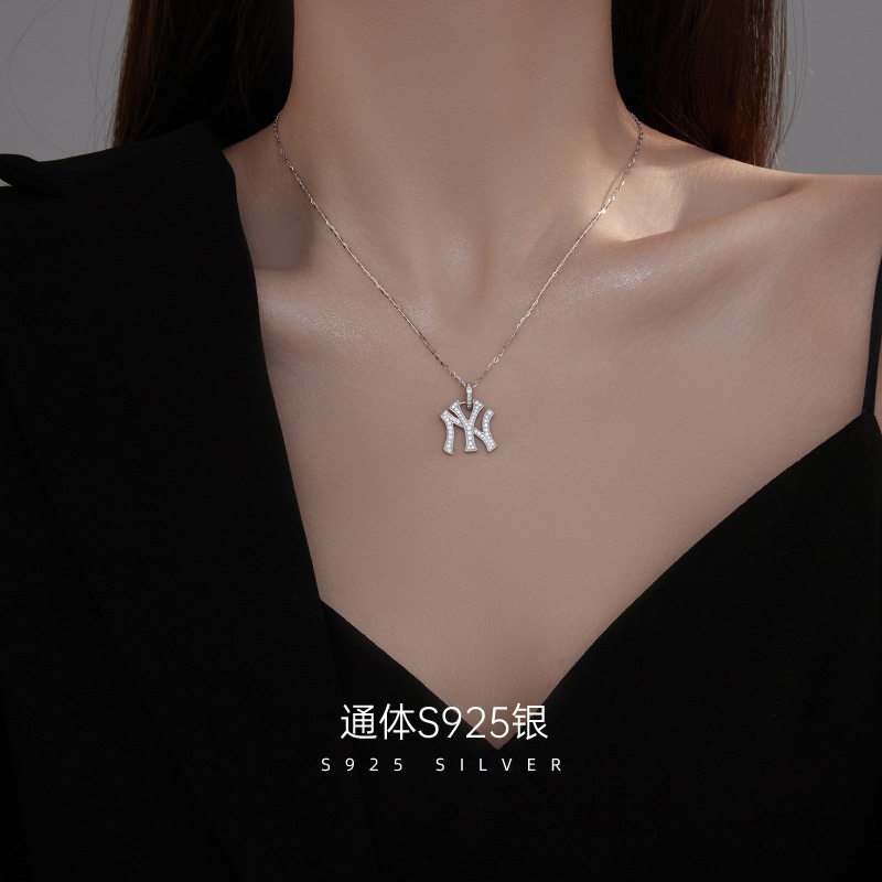 S925纯银欧美时尚NY项链女潮牌ins街头个性锁骨链
