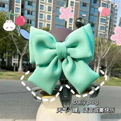 摩托车电动车新能源改装后座头盔装饰布艺通用摆件尾贴自粘蝴蝶结