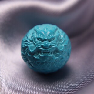 天然原矿绿松石头单珠散苏工雕刻天然高瓷蓝多宝手串配饰隔珠配件