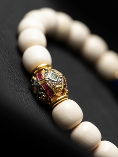 镶嵌18K金镶嵌擂鼓珠顶珠腰珠文玩手串佛珠菩提配饰猴头手串配珠