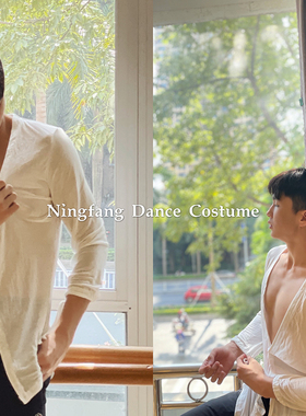NF Dance宁方舞服拉丁男士宽松薄款大开领上衣#211