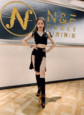 NF Dance宁方拉丁舞服女士性感时尚开叉流苏动感摆裙