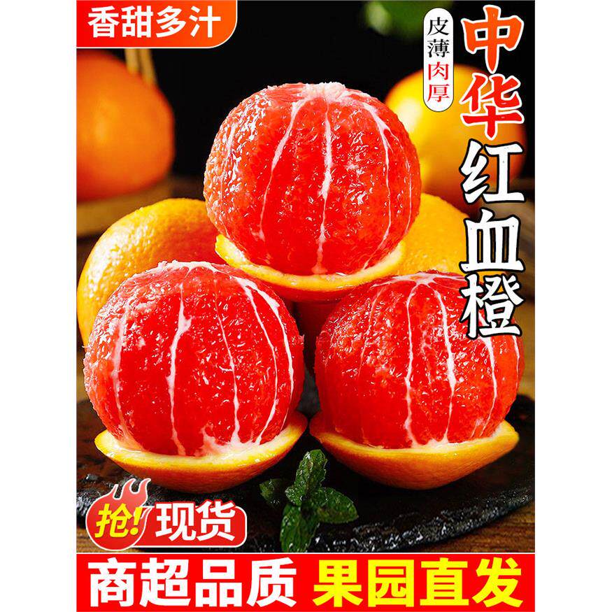 中华红血橙10斤新鲜橙子水果当季现摘红肉果冻橙手剥甜橙大果整箱