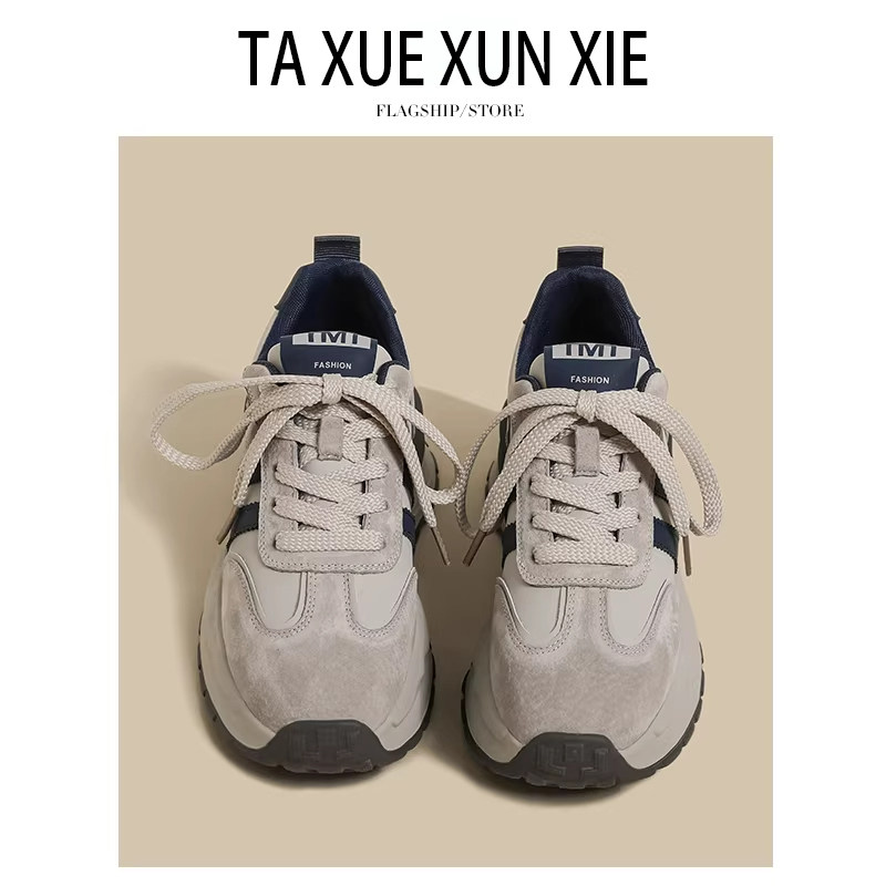 灰色老爹鞋女华夫德训鞋