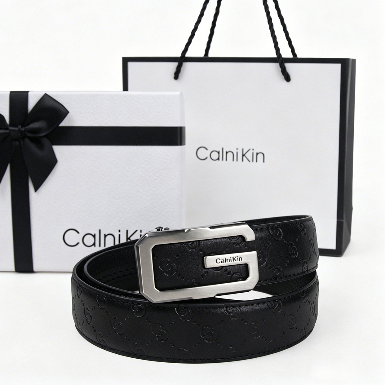 CalniKin皮带男士真皮内扣自动扣商务年轻人腰带牛皮高档潮流裤带