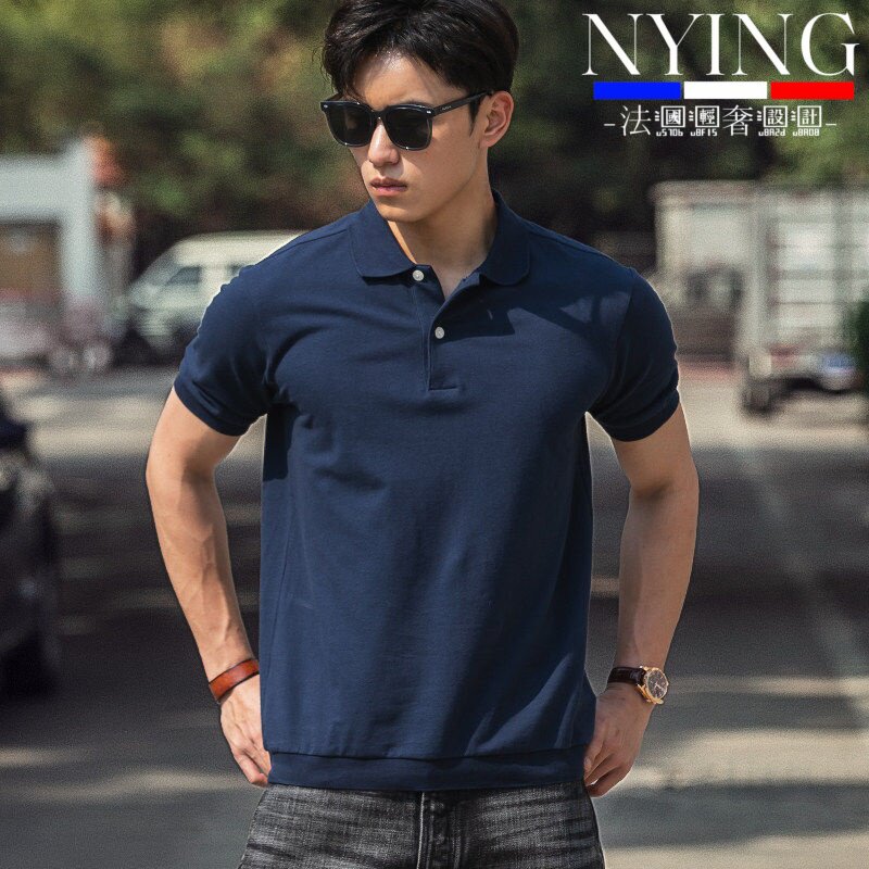 NYING法国复古POLO衫男2026夏季男士纯棉短袖修身束腰翻领收腰t恤