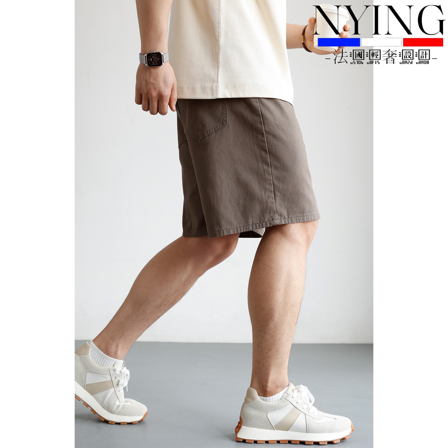 NYING法国复古老钱纯棉牛仔短裤男士夏季工装风通勤薄款五分裤