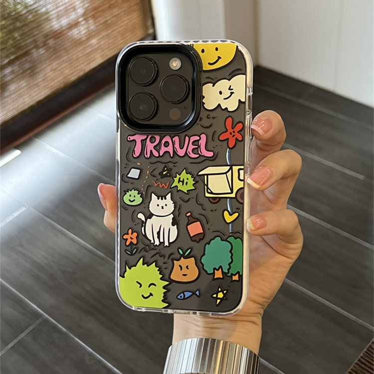 韩国新款趣味可爱涂鸦小猫手机壳适用于苹果17promax创意iphone17软15男女12个性14pro软壳11透明x白边防摔14