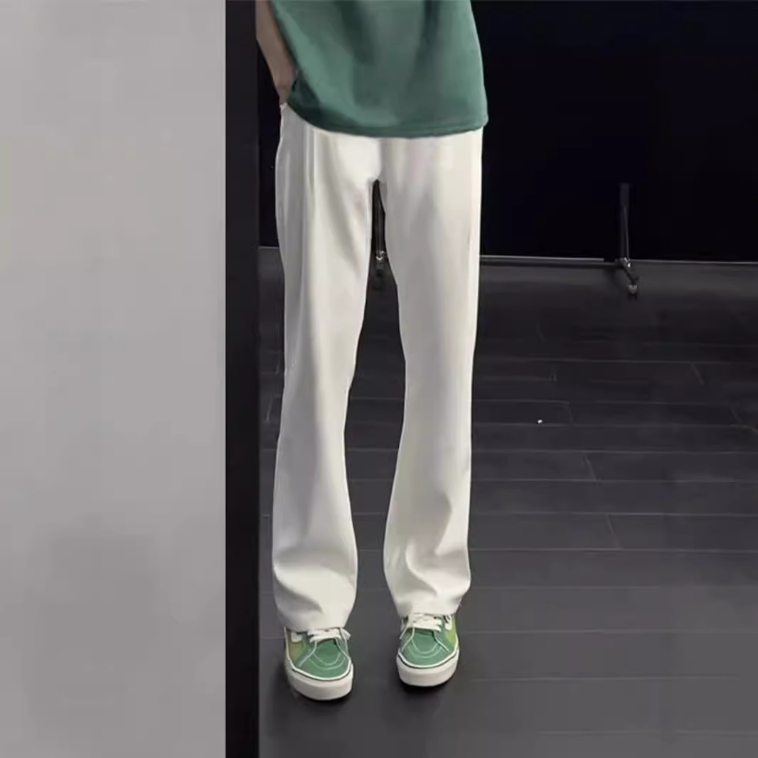 直供白色冰丝弯刀西裤男垂坠感