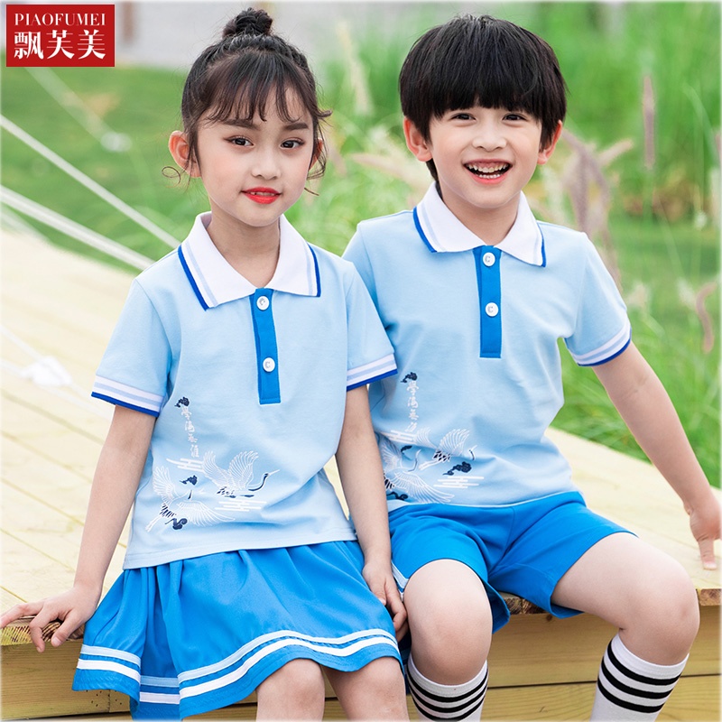 幼儿园园服夏装学院风班服套装短袖裙子儿童一年级小学生校服夏季