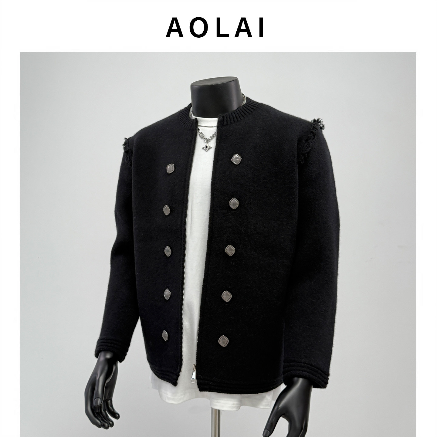 双排扣针织开衫男春秋季宽松休闲夹克上衣轻奢男装小香风毛衣外套