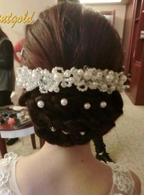 bride hair accessory tiara wedding bridal faux pearl rhinest