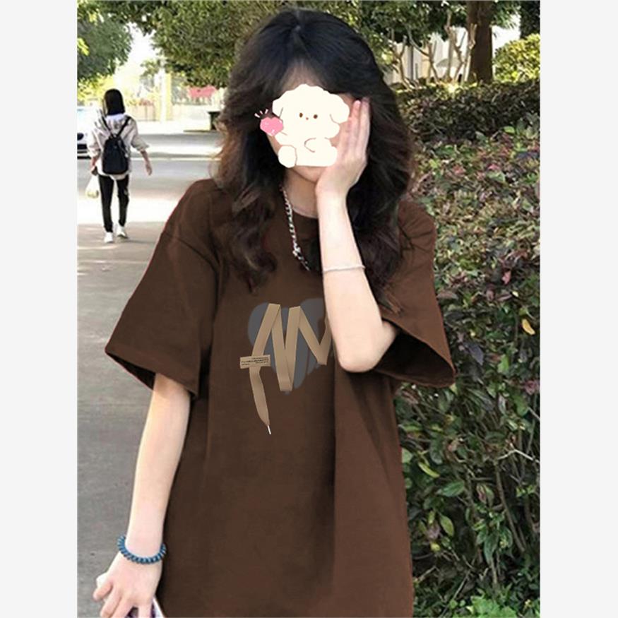 多巴胺穿搭短袖t恤女正肩夏季宽松大版体恤美式复古上衣2025新款