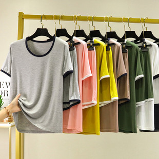 圆领短袖 套装 短裤 薄款 两件套家居服睡衣睡裤 可外穿莫代尔女士夏季