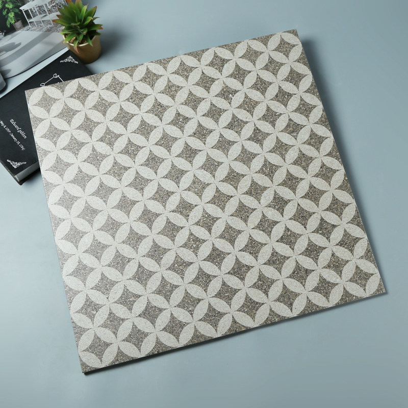 水磨石地砖仿古砖600x600网红店铺大厅铜钱纹理庭院防滑阳台瓷砖