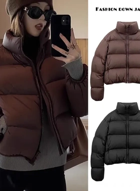 短款羽绒服女2024年新款冬季小个子高级感小众欧货加厚面包服外套