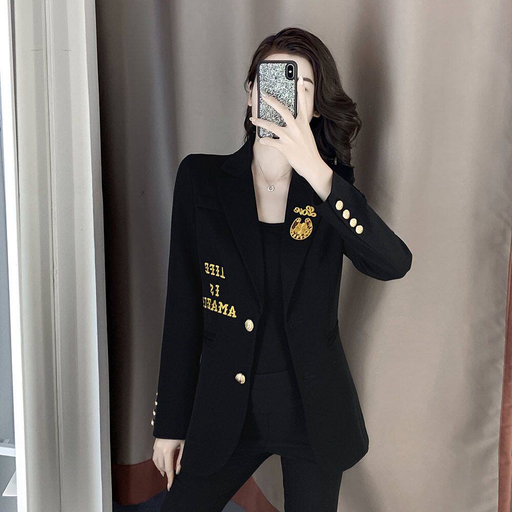 2026年新款刺绣西装外套女春秋洋气小西服学院风休闲学生时髦上衣