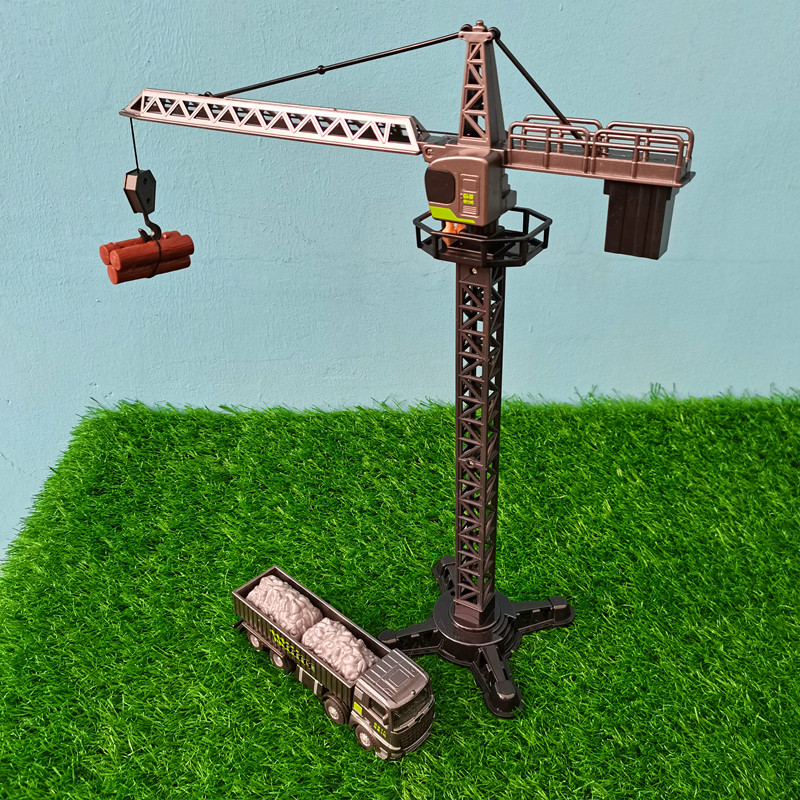 钢力威工程车塔吊男儿童玩具仿真模型可升降拉线合金吊钩吊车挖机