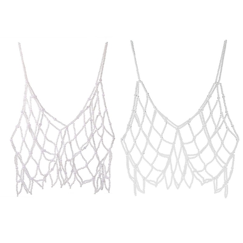 Knitted pearl hollowed out tank top编织珍珠镂空小背心上衣女