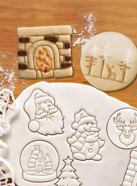 Holiday Christmas Cookie Embosser Cutter Mold Santa Claus Cr